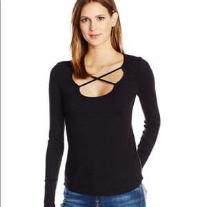 Splendid Black 1x1 long sleeve top / tee XS